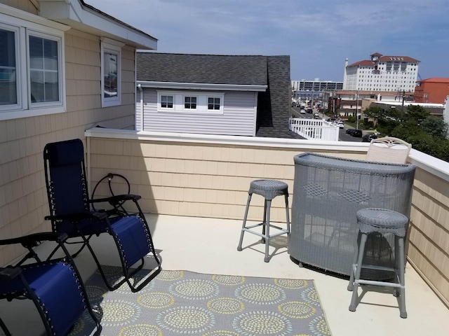 balcony with a view of city