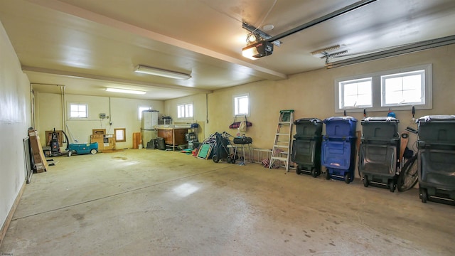 garage with a garage door opener