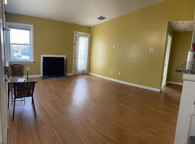 living room with hardwood / wood-style flooring