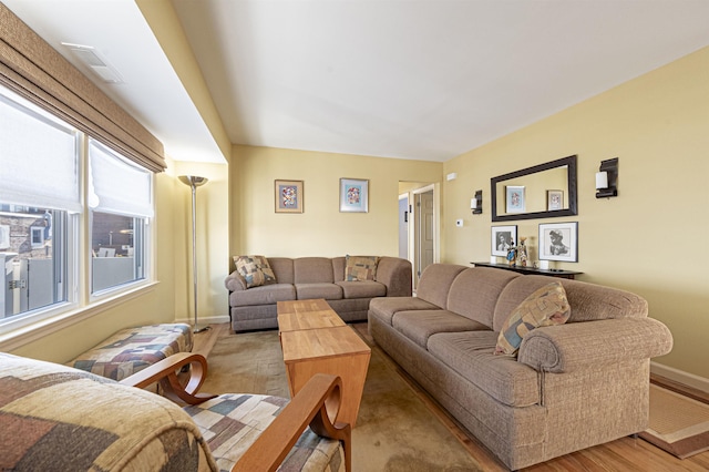 living room featuring light hardwood / wood-style flooring