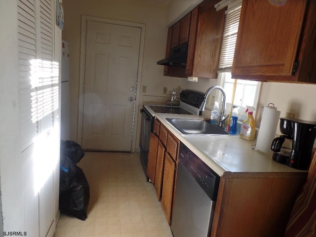 kitchen featuring sink, range with electric cooktop, and dishwasher