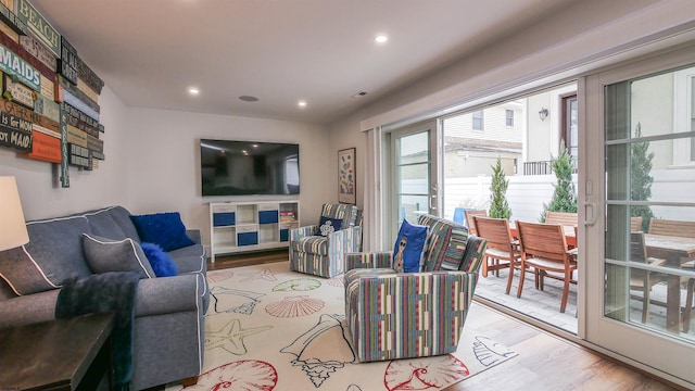 living room featuring light hardwood / wood-style flooring