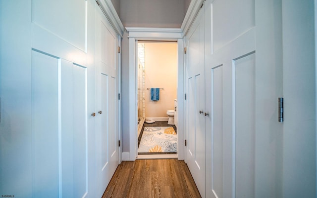 hall featuring dark hardwood / wood-style flooring