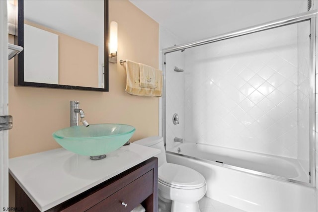 full bathroom with vanity, toilet, and shower / bath combination