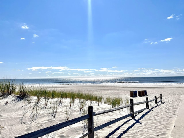 view of water feature featuring a beach view