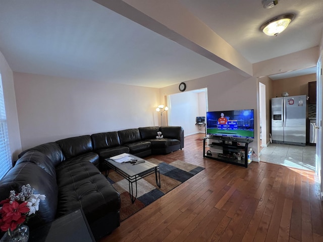 living room with hardwood / wood-style floors