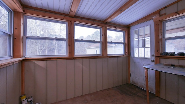 view of unfurnished sunroom