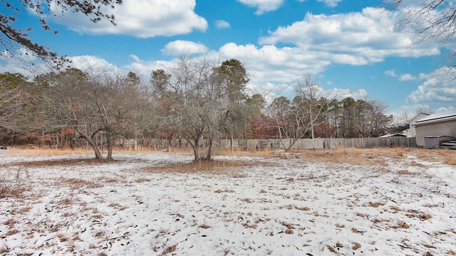 view of yard covered in snow