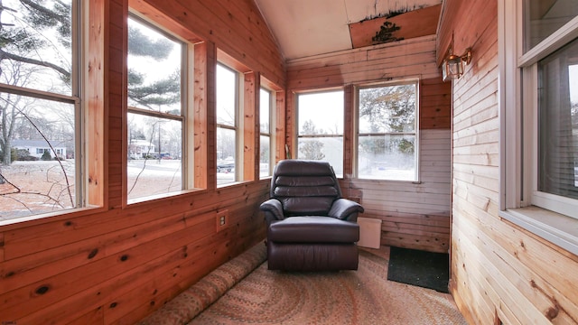 sunroom / solarium with vaulted ceiling