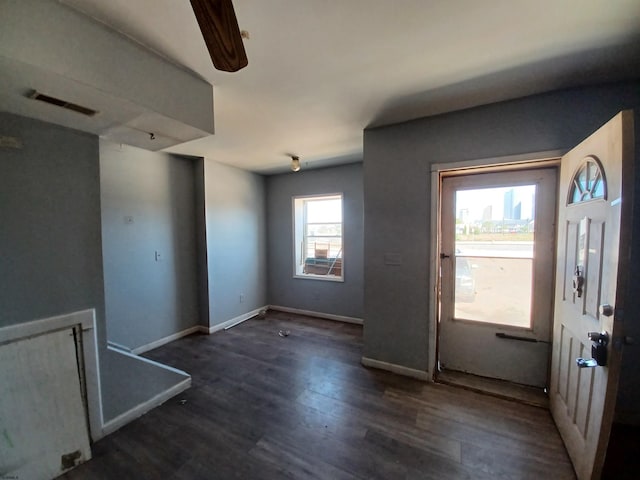 foyer entrance with dark hardwood / wood-style flooring