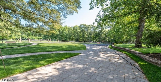 view of community featuring a lawn