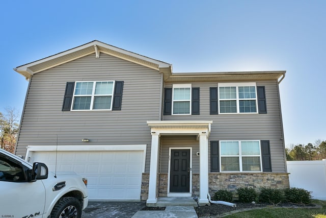 view of front of house with a garage