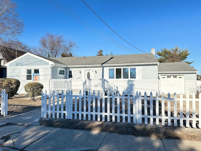 single story home with a garage