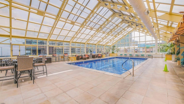 view of swimming pool featuring a patio