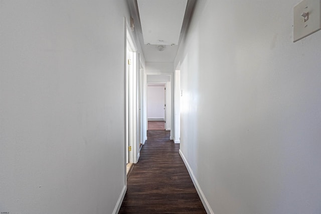 hall with dark hardwood / wood-style flooring