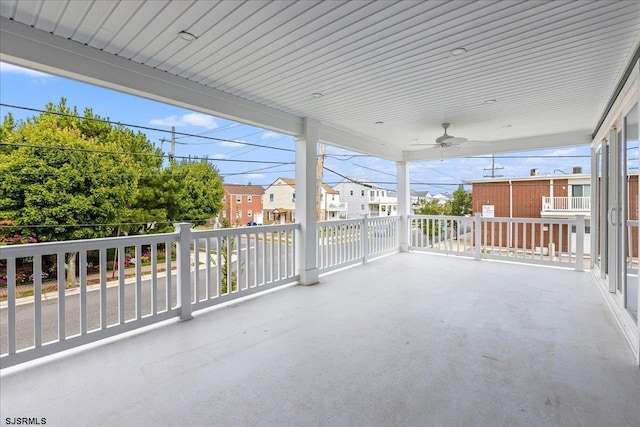 view of patio / terrace featuring ceiling fan