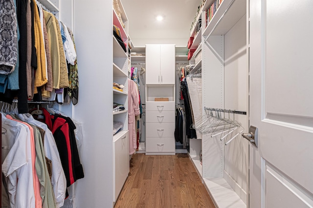 spacious closet featuring hardwood / wood-style flooring