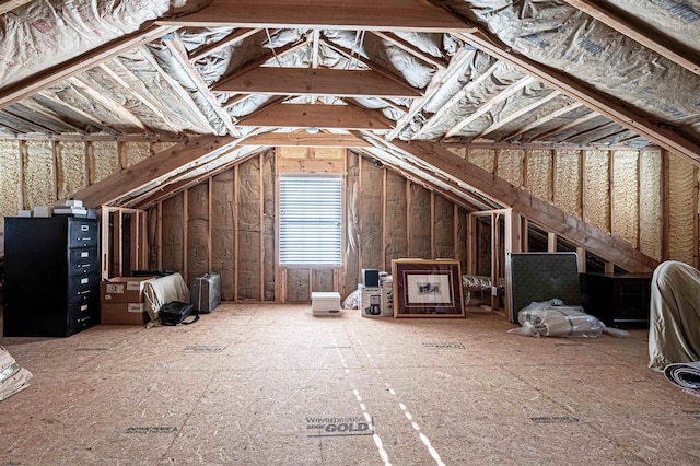 view of unfinished attic