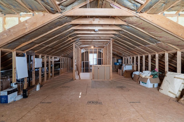 view of unfinished attic