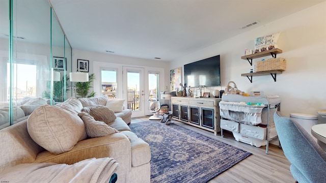 living room featuring light hardwood / wood-style flooring