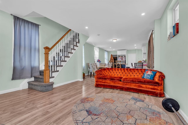 living room with light wood-type flooring