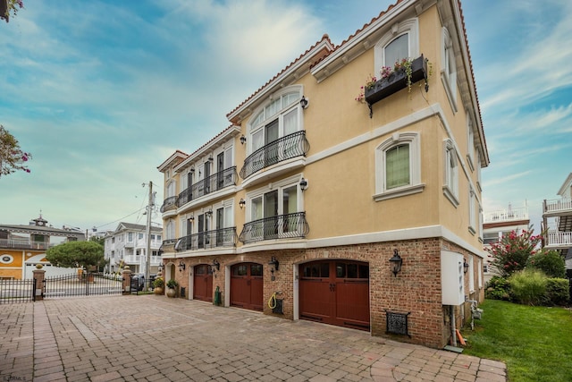 view of property featuring a garage