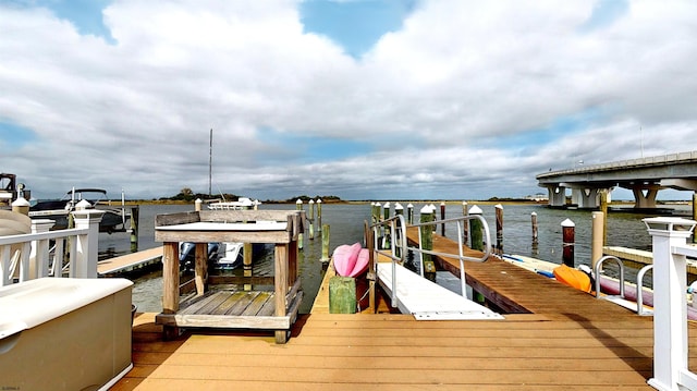 view of dock featuring a water view