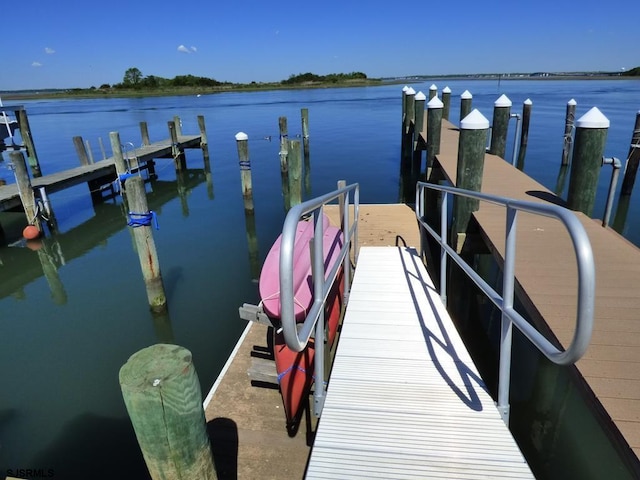 view of dock featuring a water view