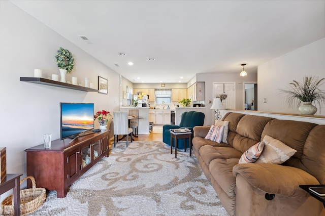 living room featuring light hardwood / wood-style flooring