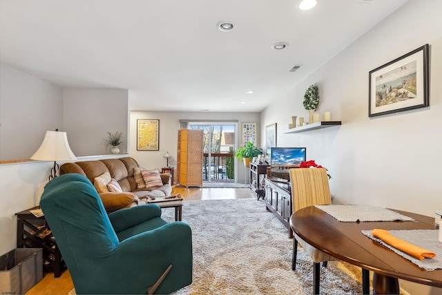 living room featuring light hardwood / wood-style flooring