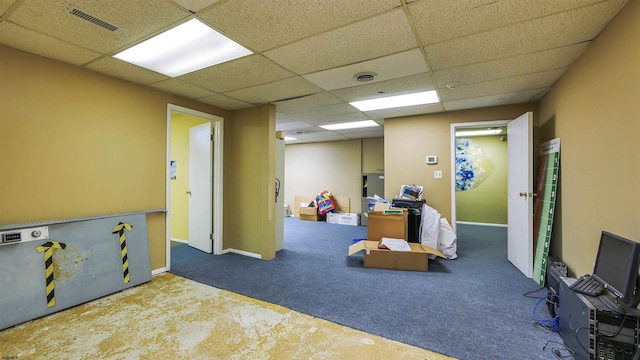 game room featuring a drop ceiling