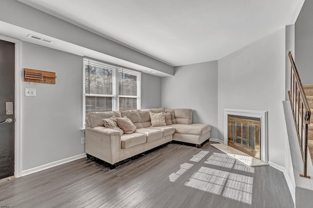 living room with wood-type flooring