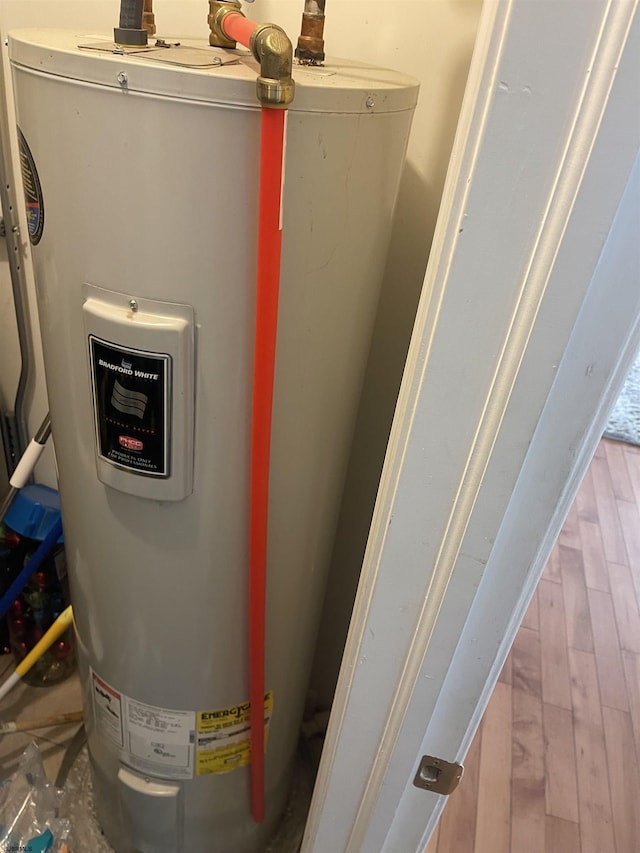 utility room with electric water heater