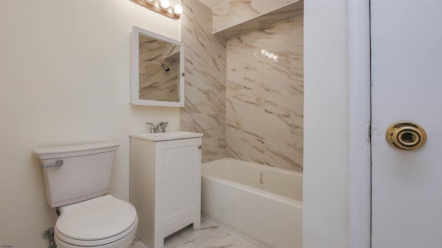 bathroom with vanity, a bath, and toilet