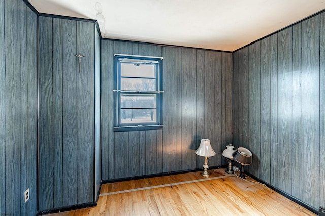 unfurnished room with light wood-type flooring