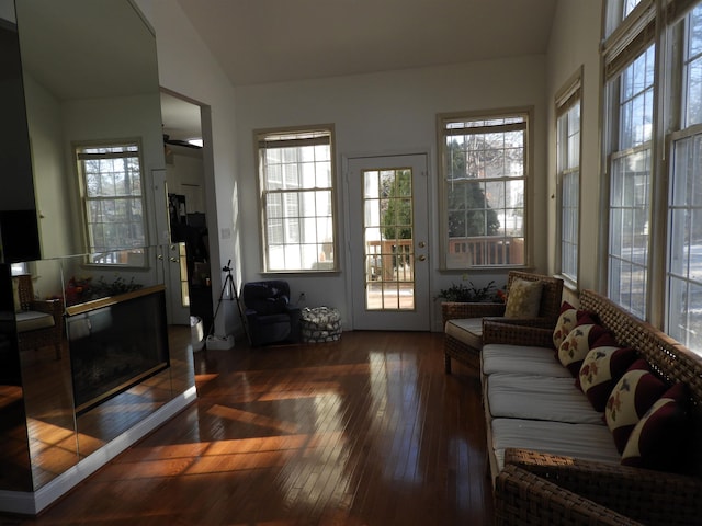 sunroom / solarium with lofted ceiling