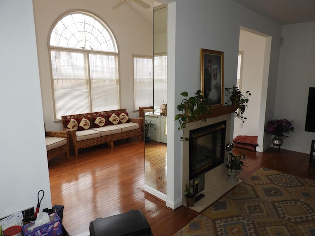 living room with hardwood / wood-style flooring