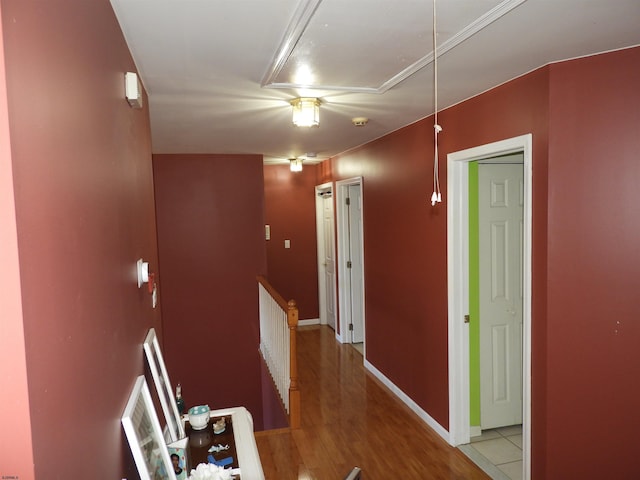 hall with light hardwood / wood-style floors