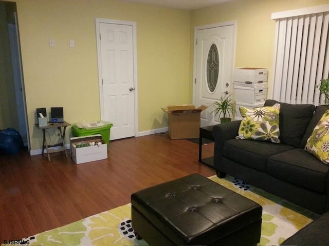 living room with hardwood / wood-style flooring