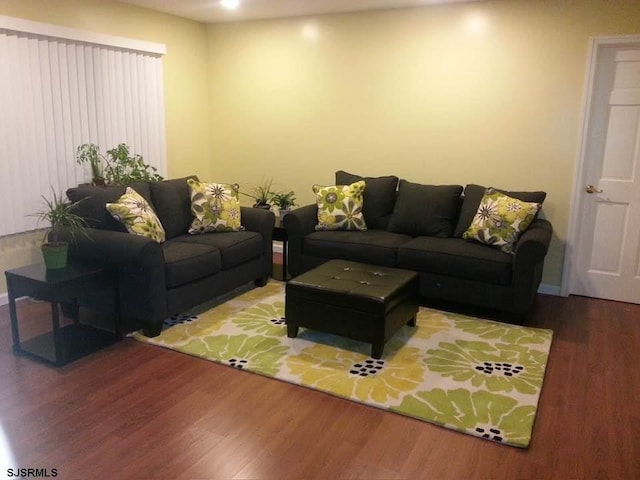 living room with hardwood / wood-style floors