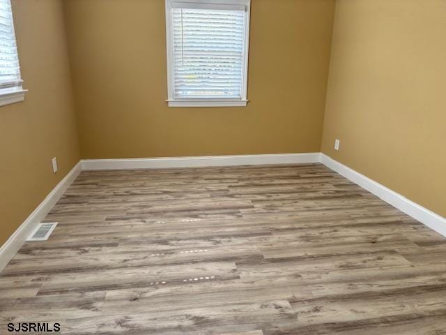 empty room featuring a wealth of natural light and light hardwood / wood-style floors