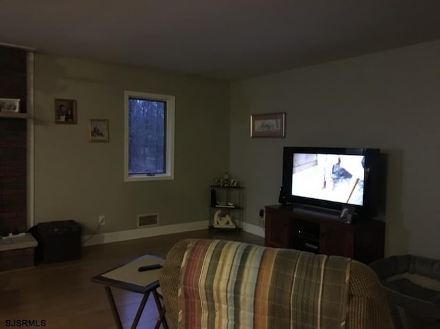 living room with hardwood / wood-style floors