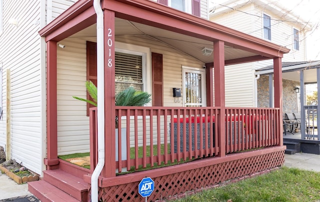 exterior space featuring covered porch