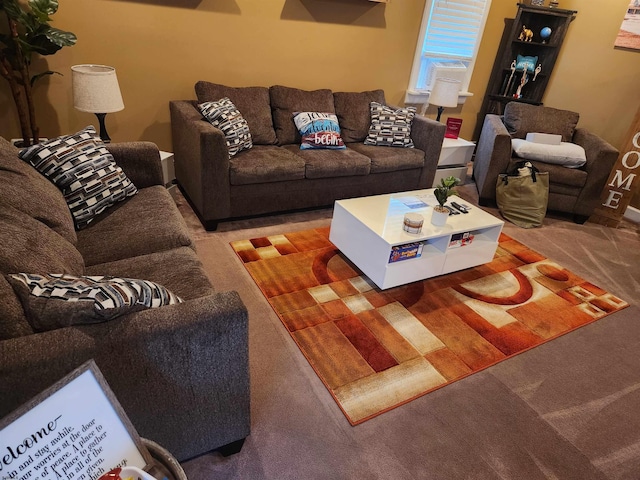 living room featuring carpet flooring