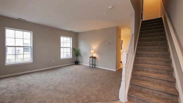 stairway with carpet flooring