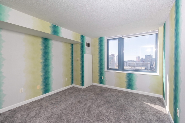 spare room featuring carpet floors and a textured ceiling