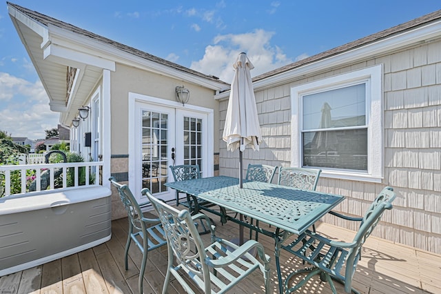 wooden deck with french doors