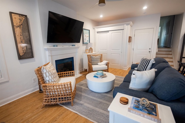 living room with hardwood / wood-style floors