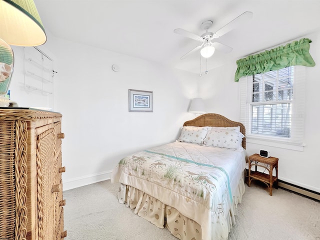 bedroom with carpet and ceiling fan