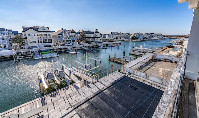 view of dock featuring a water view